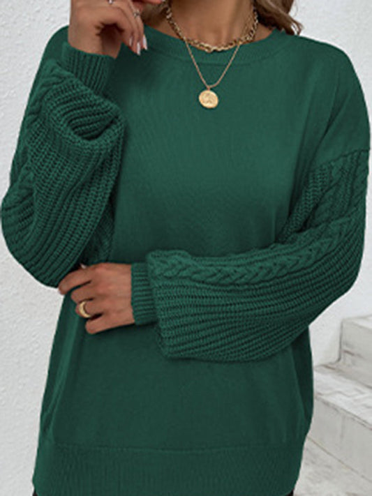 Modischer Damenpullover mit Rundhals und dekorativem Twist-Muster