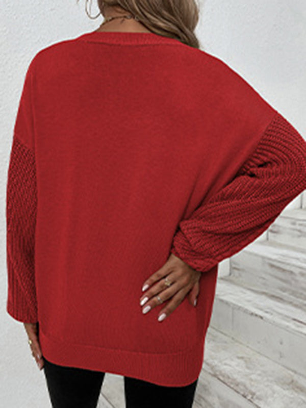 Modischer Damenpullover mit Rundhals und dekorativem Twist-Muster