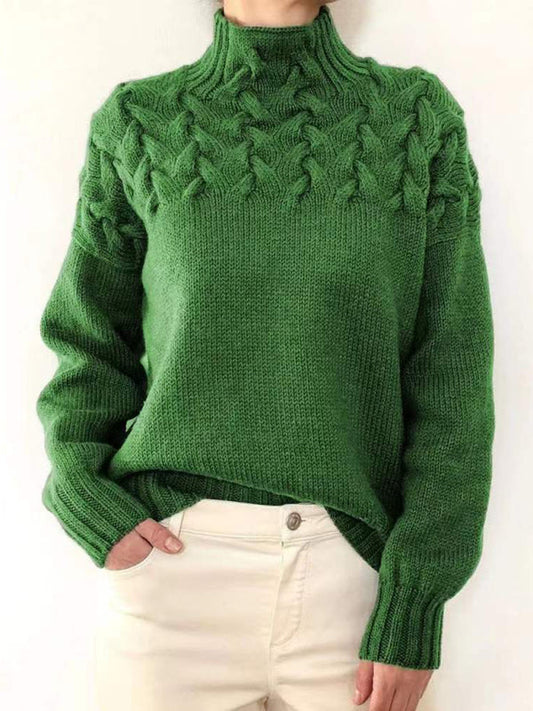 Lässiger Damen Pullover mit Rollkragen und Langarm, Einfarbig