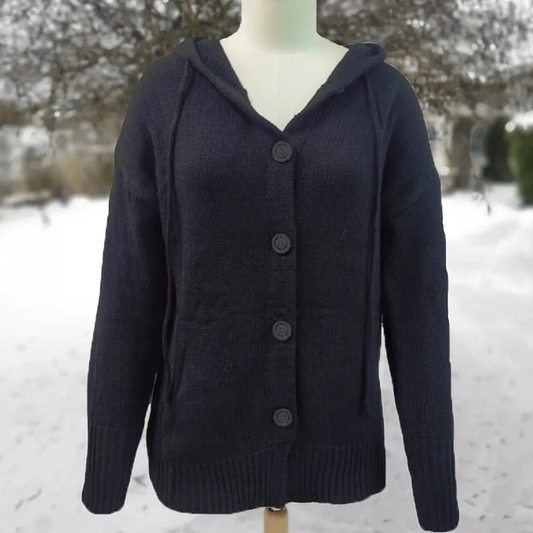 Vintage-Langarm-Cardigan mit Kapuze für jeden Tag