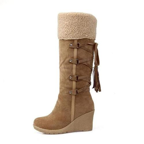 Winter-Keilstiefel für Damen – Komfortable Kniehöhe für kaltes Wetter