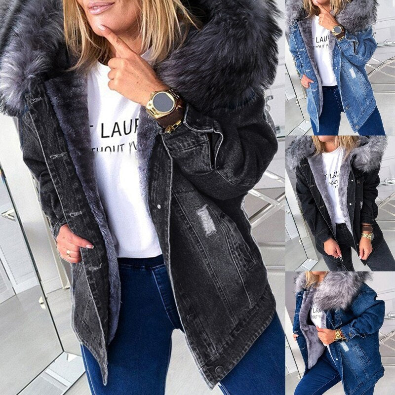 Moderne Winterjacke für Frauen mit Kapuze und Warmem Kragen