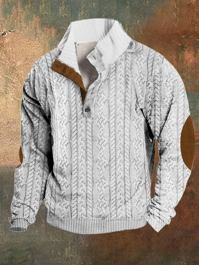 Stilvoller Herren Stehkragen Pullover mit Farbblock – Retro Design für Jeden Tag