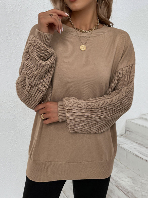 Modischer Damenpullover mit Rundhals und dekorativem Twist-Muster