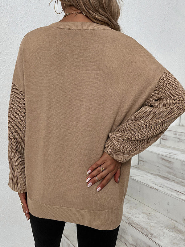 Modischer Damenpullover mit Rundhals und dekorativem Twist-Muster