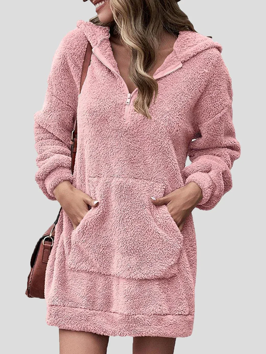 Damen Hoodie Kleid mit Reißverschluss – Bequem und Praktisch